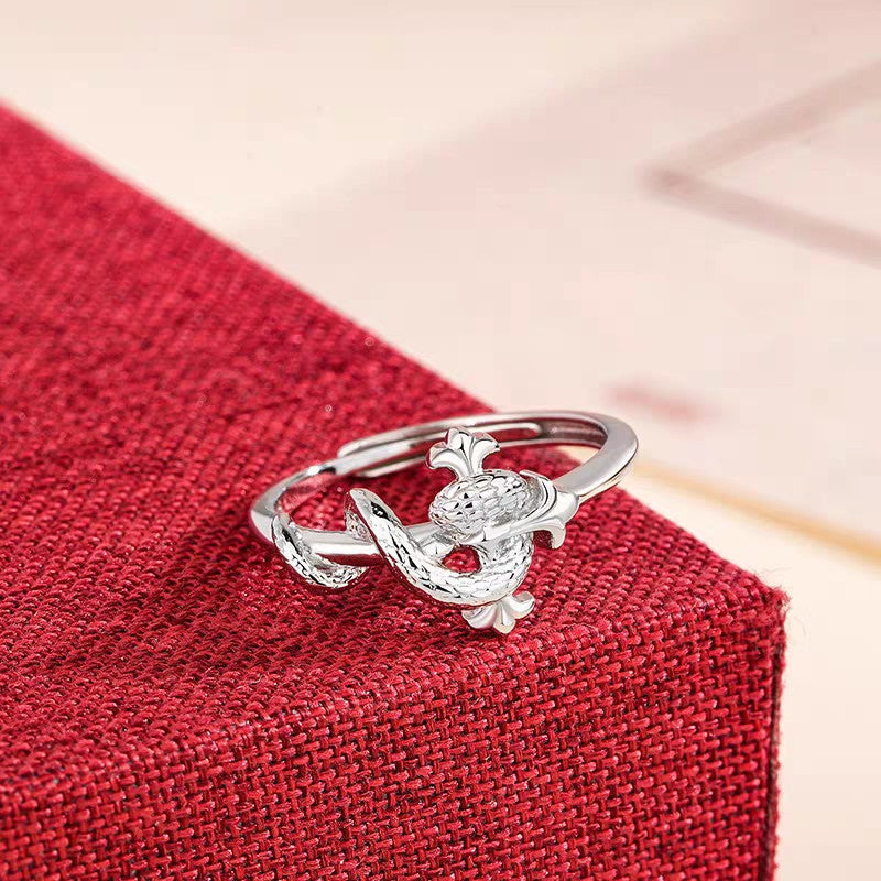 1pc 999 Sterling Silver Scepter Snake Open Ring, Edgy & Unique Style, Perfect For Daily, Dating & Gifting, Ideal Valentine's Gift