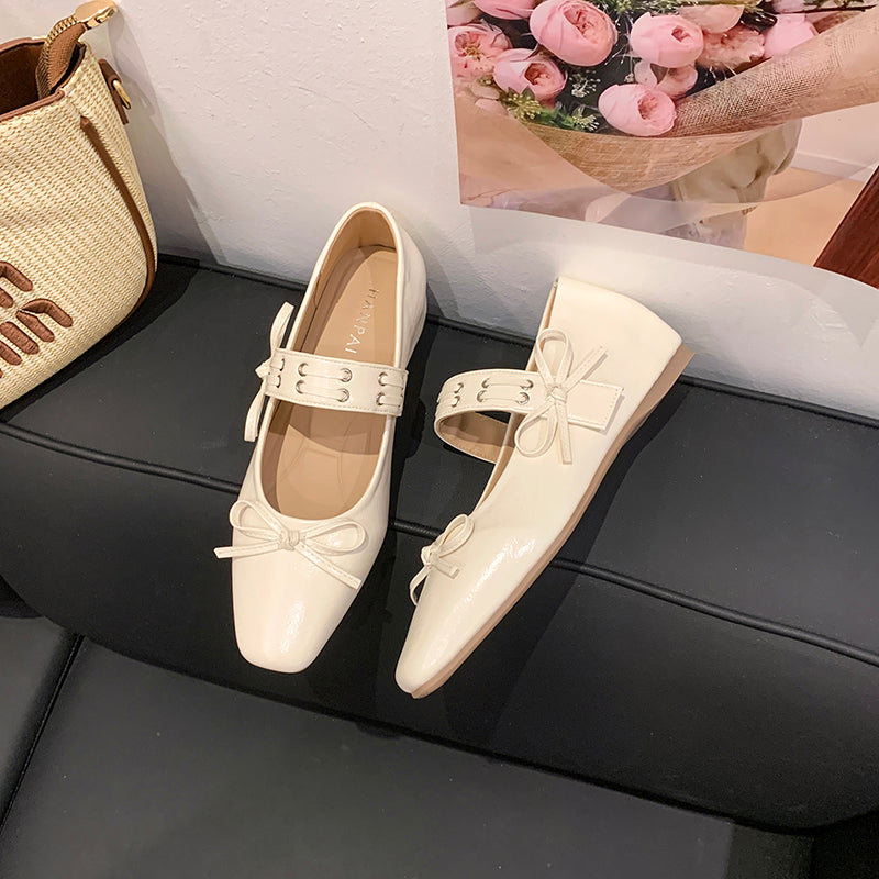2026 New Summer Silver Hidden Heel Mary Janes For Women, French Ballet Flat Shoes With Single Strap, Match Dresses Perfectly