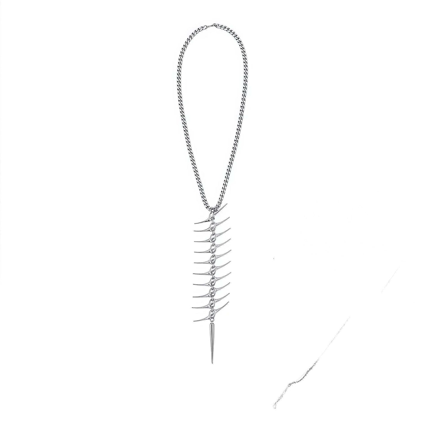 Silver Fishbone-style Beauty-back Choker Necklace