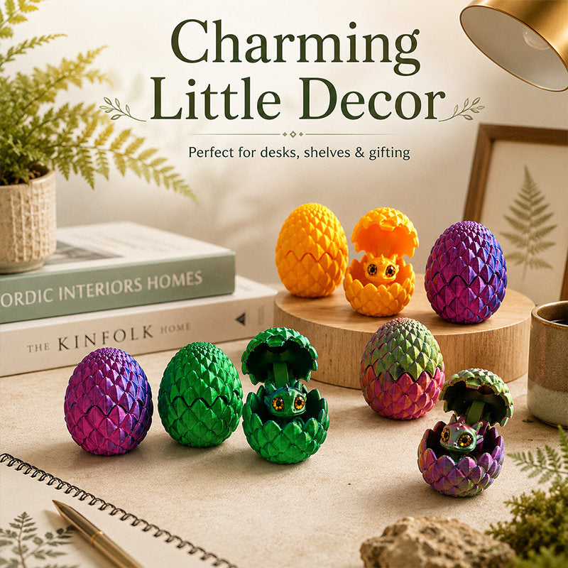 3D Printed Dragon Egg With Mini Dragon, Openable Scale Egg Shell Desktop Decor Collectible Ornament