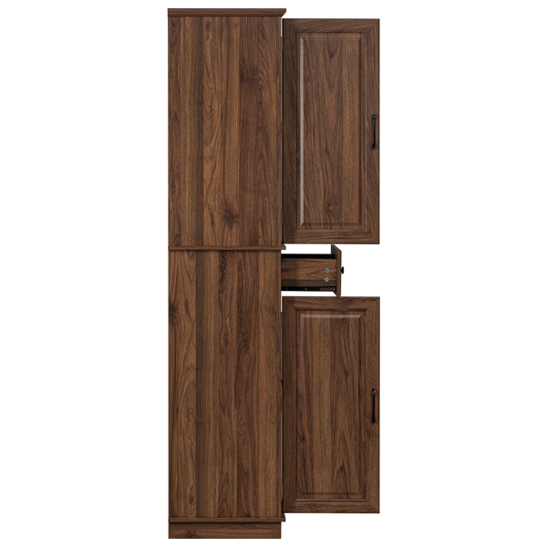 71inch Tall Kitchen Pantry Cabinet With 3 Pull Out Cabinet Organizers, Farmhouse Embossed Texture Storage Cabinet With 6 Door Shelves, 2 Drawers, Freestanding Cupboard For Kitchen, Dining Room Brown