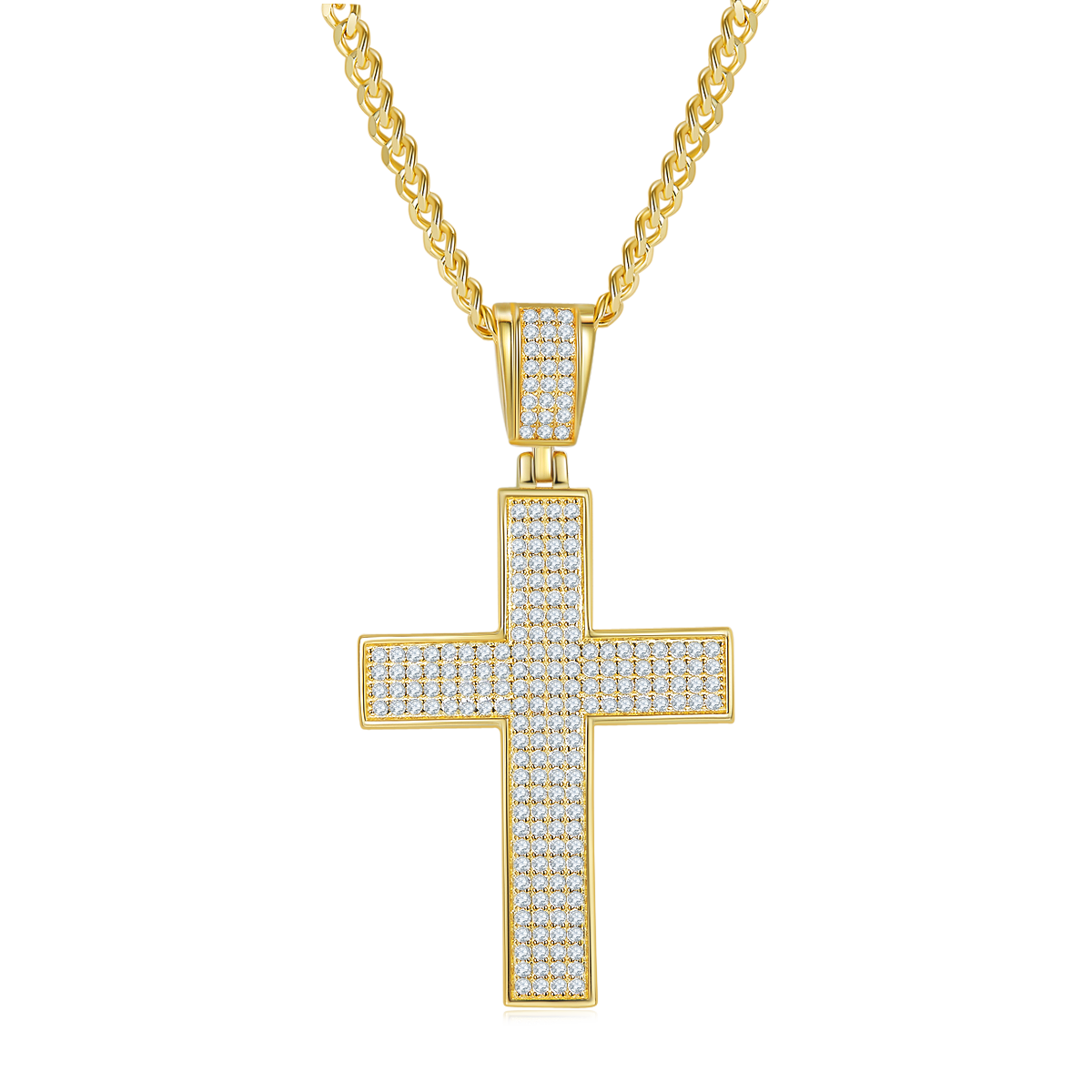 S925 Sterling Silver 200pcs D Color VVS1 Moissanite Iced Out Cross Pendant 9.8g No Chain Platinum Plated GRA Certified Gift Box