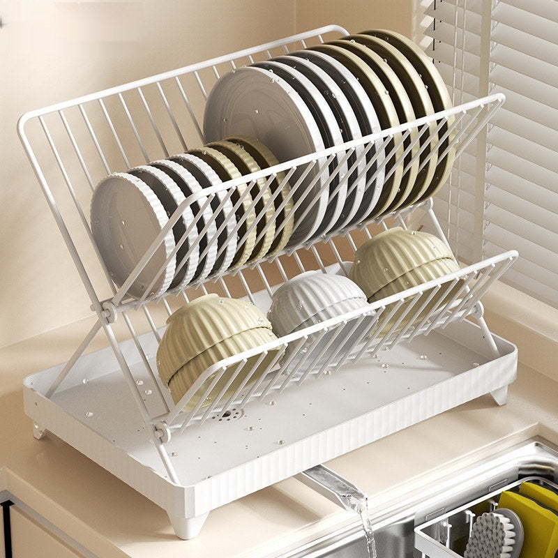 Kitchen Dish Rack With Draining Function Multi-purpose Foldable Home Storage Shelf