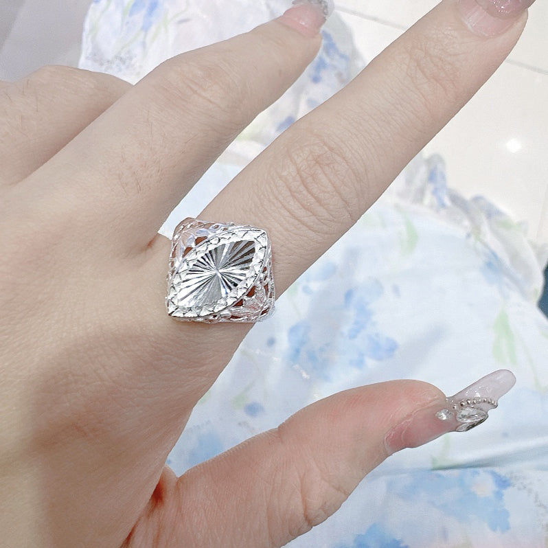 1pc 999 Sterling Silver Assorted Openwork Carved Open Ring, Retro & Elegant Style, Perfect For Daily, Dating & Gifting, Ideal Valentine's Gift