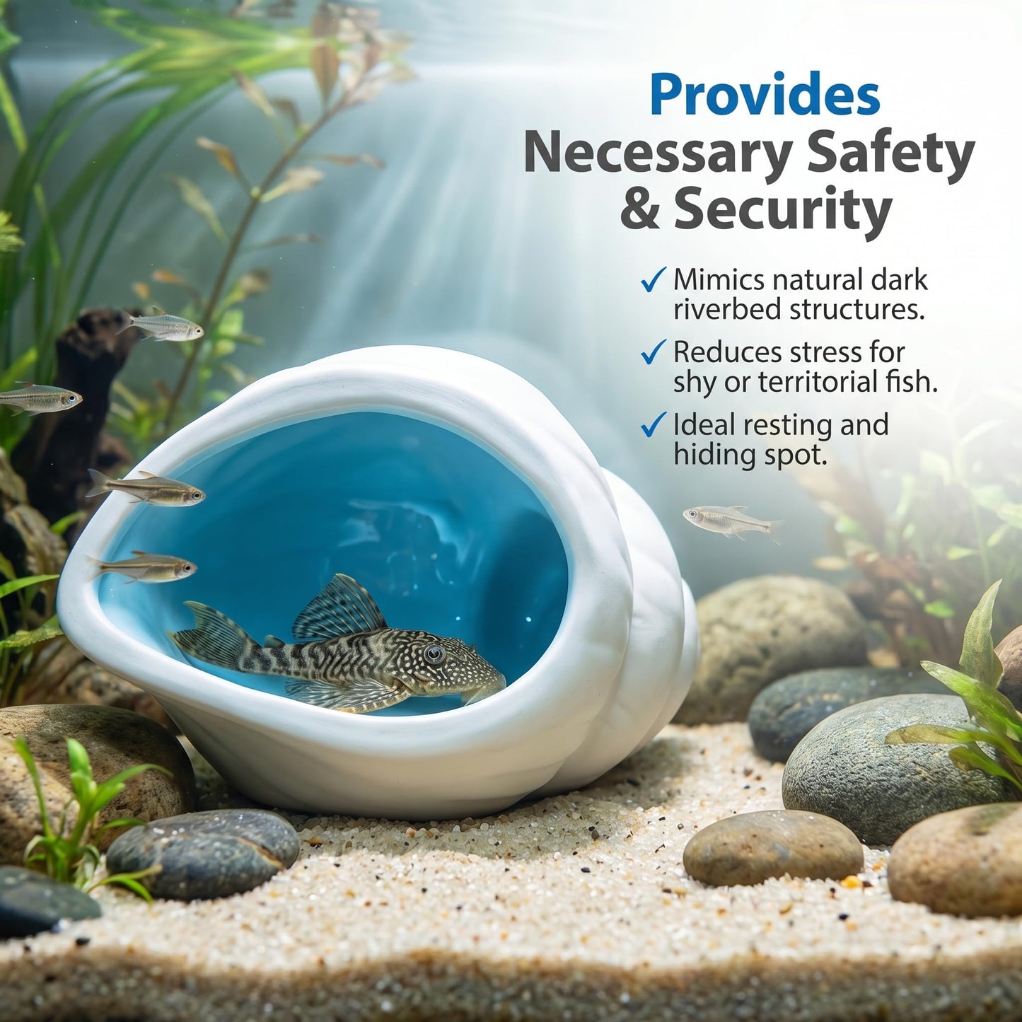 Ceramic Aquarium Cave For Betta Fish Tank Decor, White Conch Shell Hideout, Smooth Glaze Fish Tank Accessories & Decorations For Betta Fish, Shrimp, Pleco
