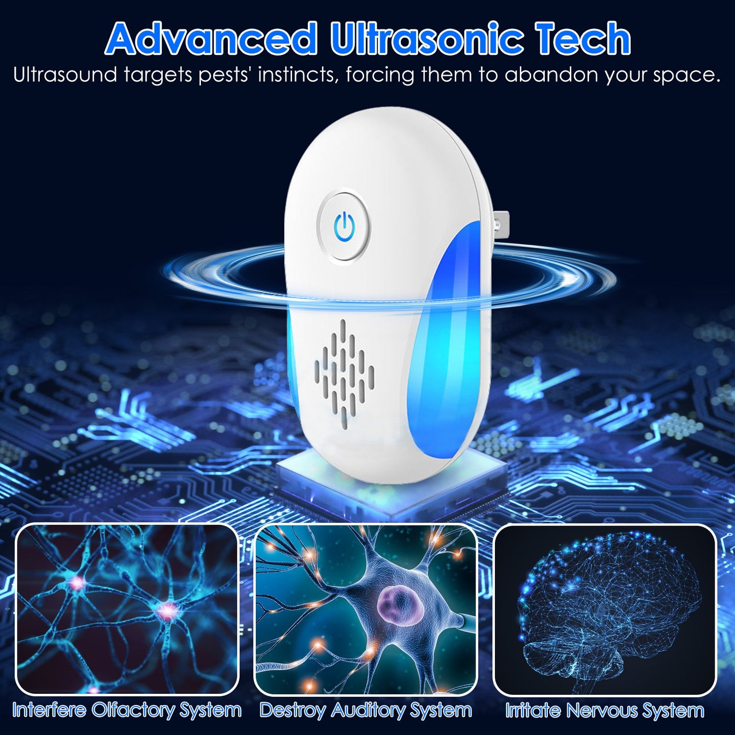6 Packs Ultrasonic Pest Repellers Electric Plug-In Indoor Pest Control Mouse Repellent Chaser Deterrent Rodent Chaser With 2 Modes For Home Kitchen Office Warehouse Hotel
