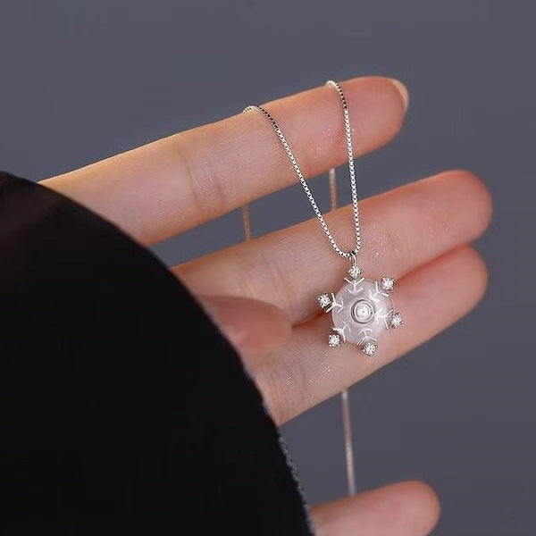 Korean-style New S925 Sterling Silver Rotating Snowflake Necklace