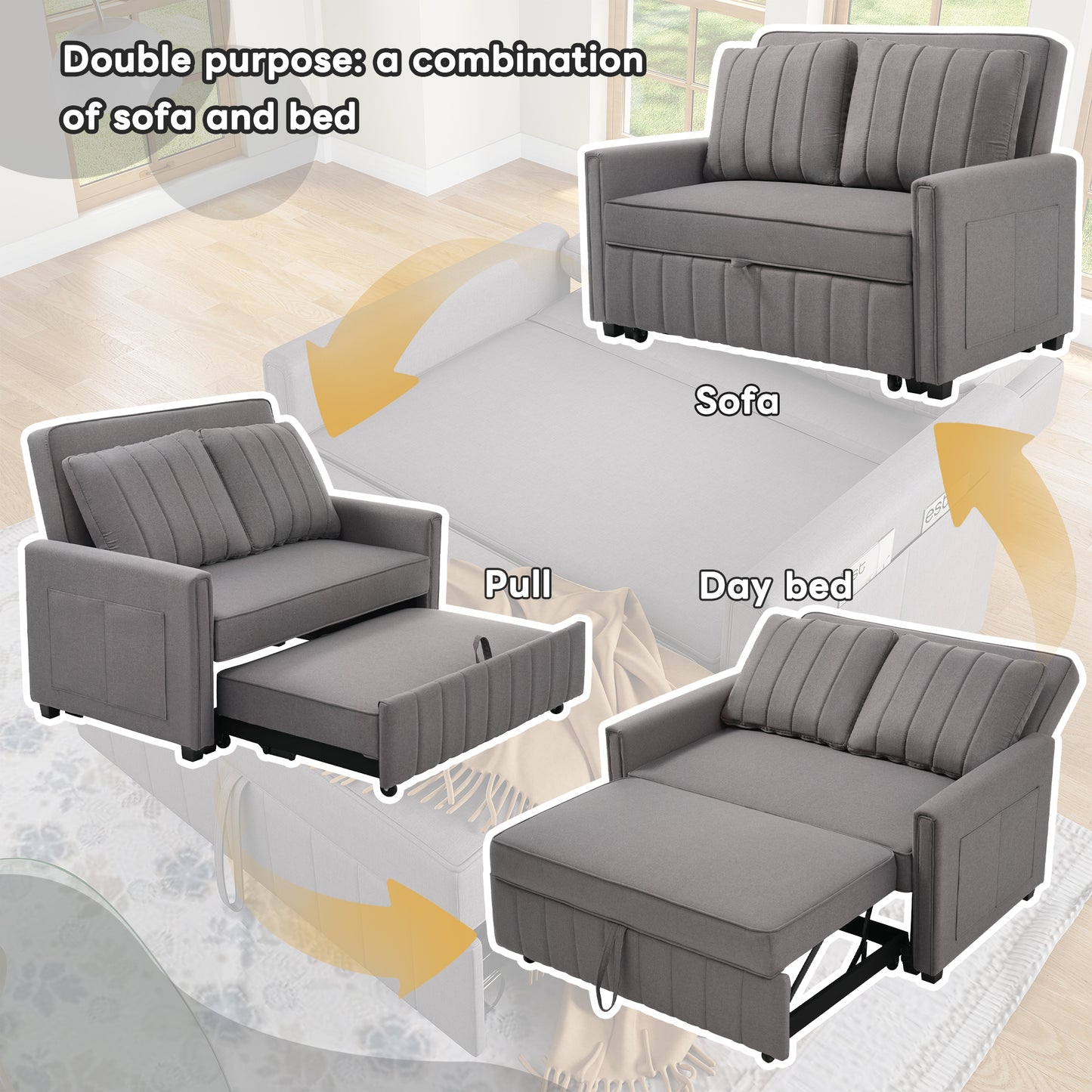 Multifunctional Folding Sofa Bed With Sleeping Function, Daybed, Sofa, Ideal For Small Spaces, Suitable For Home Or Dormitories, Adjustable Backrest, 180 X 127 Cm Comfortable Sofa Bed.