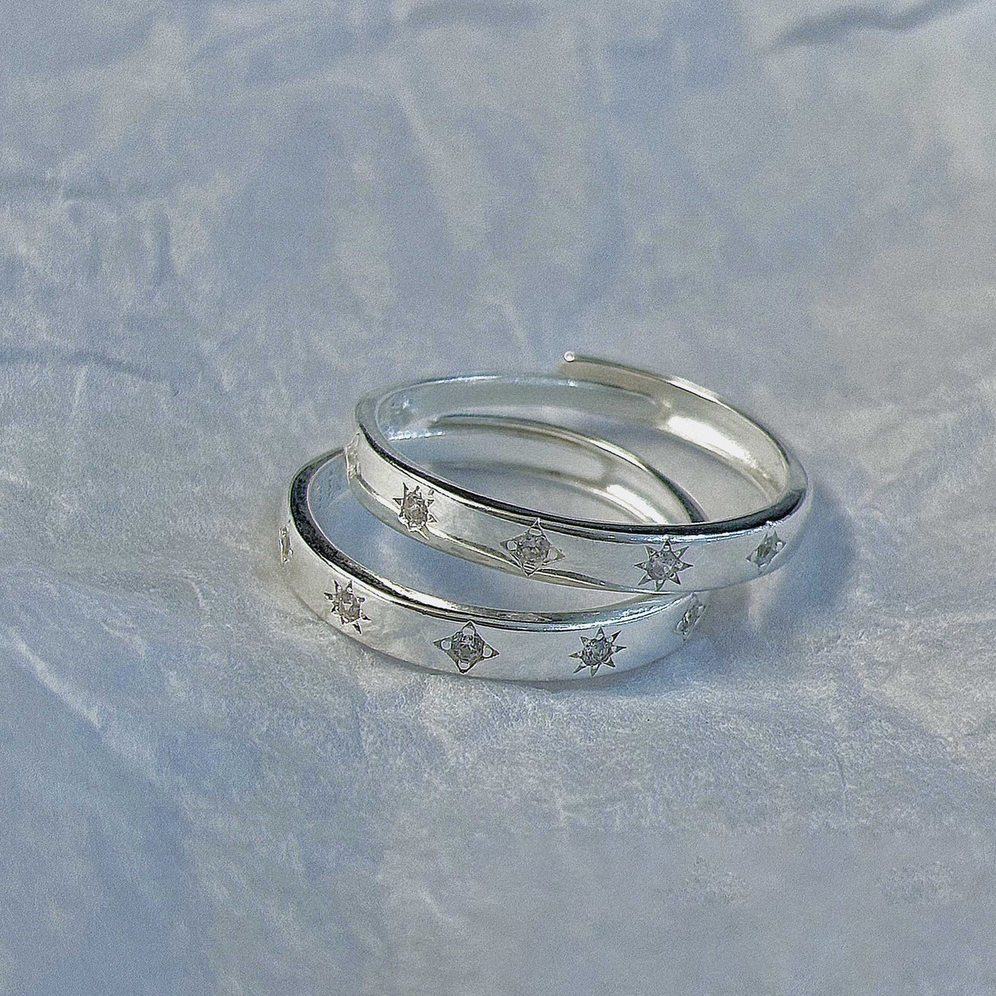 1pc 999 Sterling Silver Hammered Starburst Open Ring, Minimalist & Edgy Style, Perfect For Daily, Dating & Gifting, Ideal Valentine's Gift