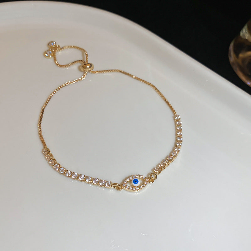 Frosted Blue Cubic Zirconia Bangle Ins Style Gift Box Included Bracelet Perfect Present