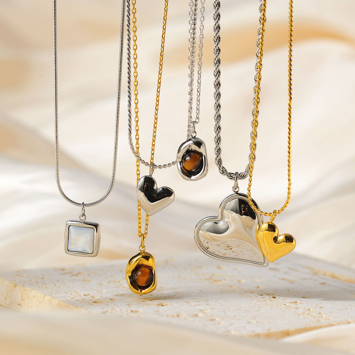 Japanese Korean Style Elegant All Matching Heart Pendant Necklace