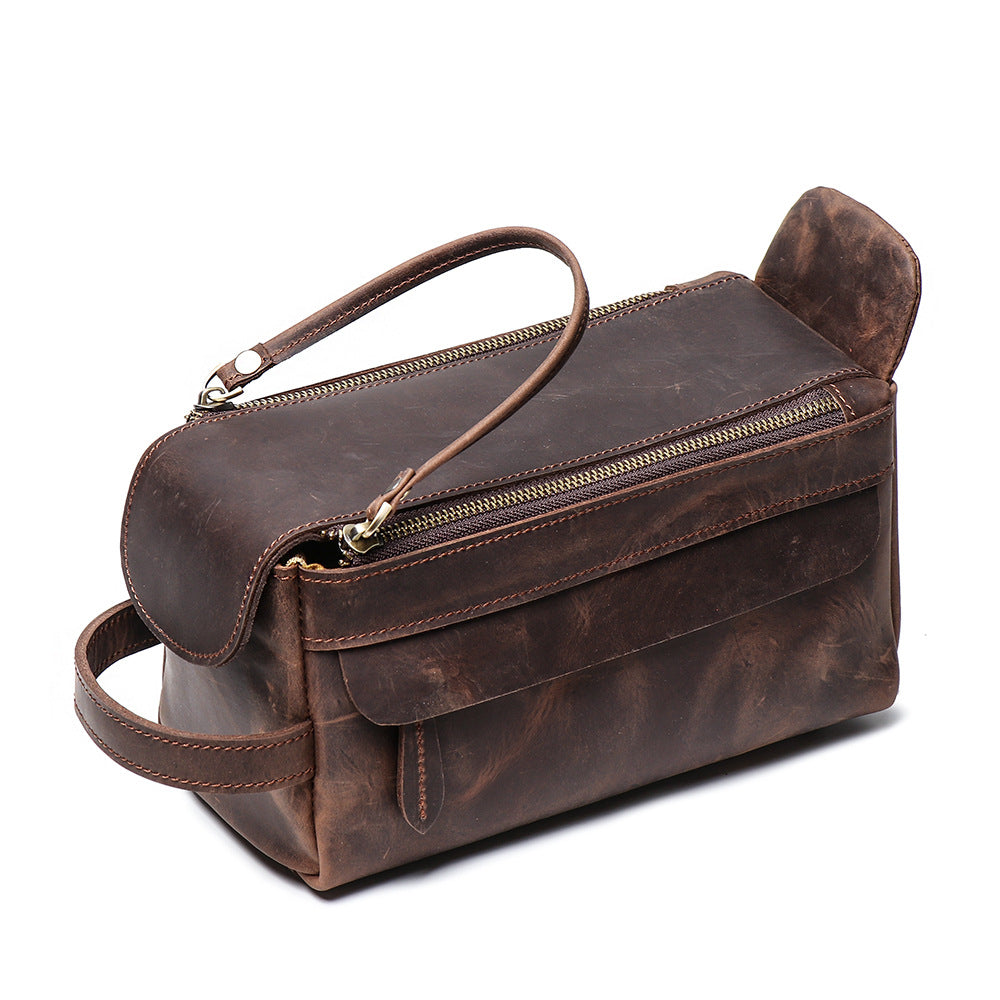 Retro-style Multi-functional Leather Tote Mens Makeup Bag