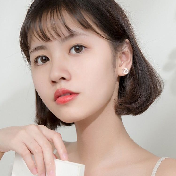 925 Silver Stud Earrings Women's Korean-style Fresh Elegant Glossy