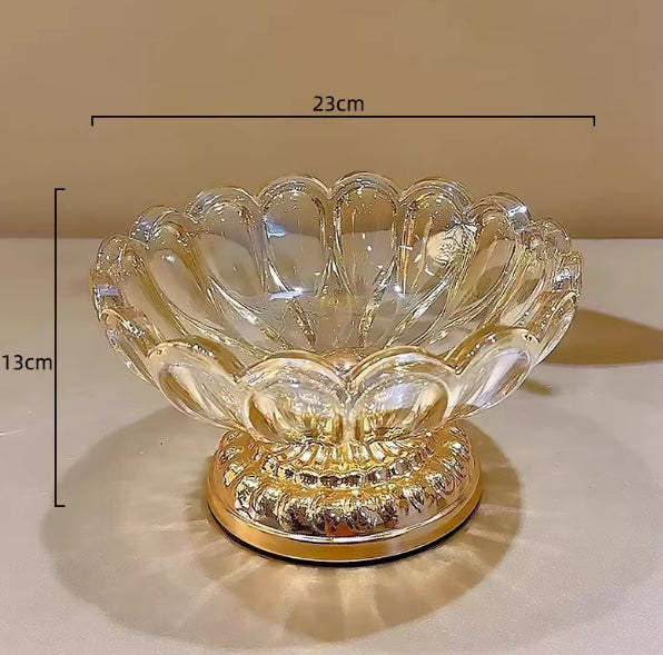 Glass Fruit Bowl Living Room Home Fruit Plate Coffee Table Crystal Decoration Front Desk Candy Tray Tall