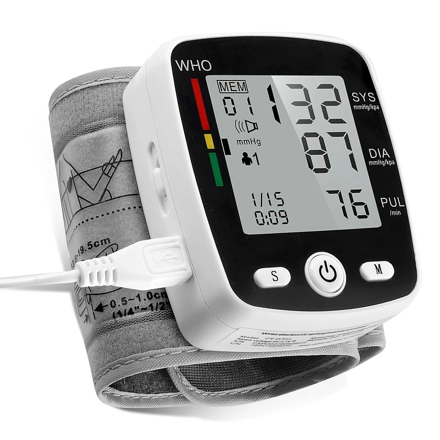 Wrist Blood Pressure Monitor With USB Charging  2 X 90-Reading Memory  Cuff Included FDA Certified