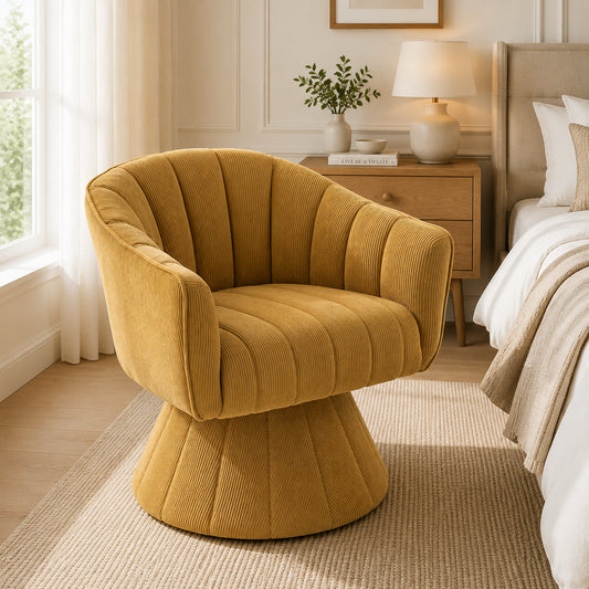 Elegant 360 Swivel Chair With Ergonomically Shaped Seat And Back Upholstery, Enclosing Armrests As Well As A Modern Design And Stable Base - Ideal For The Office, Living Room Or Home Office.