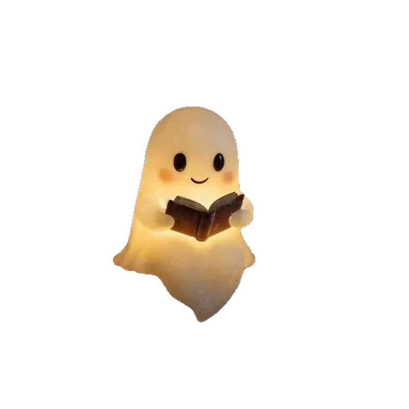 Halloween Ghost Reading Book Statue Ornament Resin Craft Home Decoration