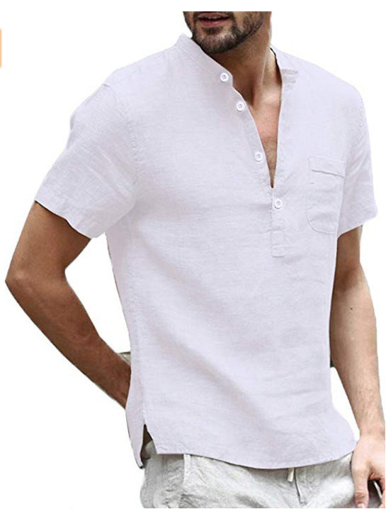 Fashion Slim Short Sleeve Polo Collar Men's T-shirt