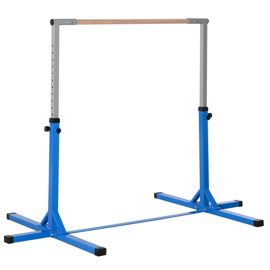 Height Adjustable Gymnastics Horizontal Bar For Kids, Children Junior Kip High Bar Fitness, Blue
