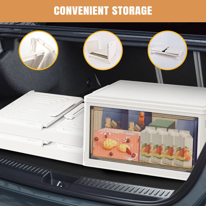 Stackable Storage Boxes With Lids,Sturdy PP Material, Foldable Plastic Storage Unit For Toys Office Supplies Clothes