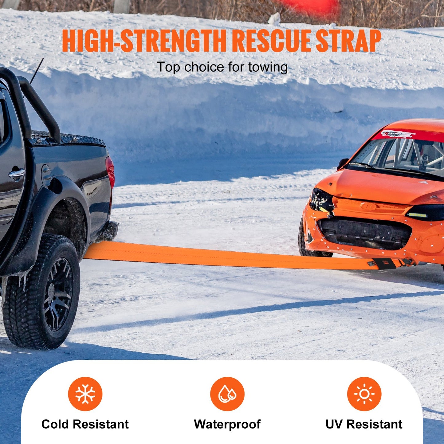 Recovery Tow Strap 4" X 30', 46,500 Lbs Break Strength, Triple Reinforced Loop Straps, Tree Saver, Off Road Towing And Recovery, Extreme Weather Resistance, Protective Sleeves & Storage Bag