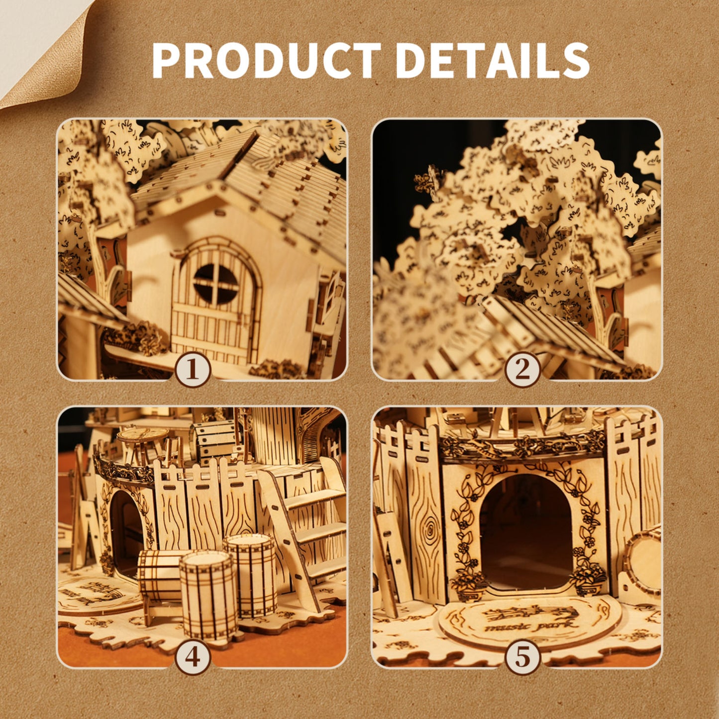 Sales Are Prohibited On The TEMU And SHEIN - 3D Wooden PuzzleTree House Handmade Crafts Assembly Model Kits  Creative Decoration Birthday And Christmas Gifts