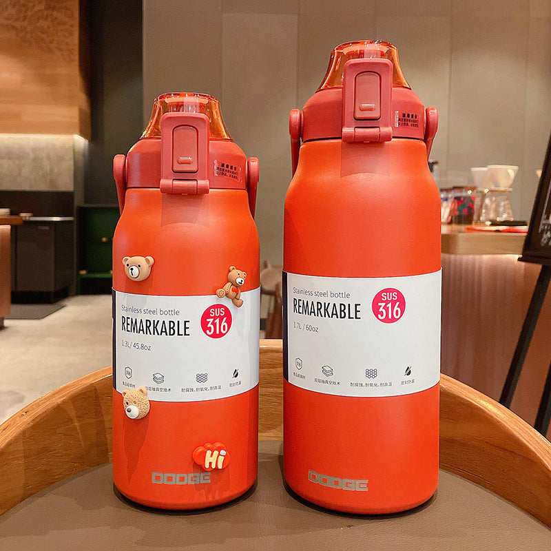 Large-Capacity Sports And Fitness Insulated Water Bottle With Straw