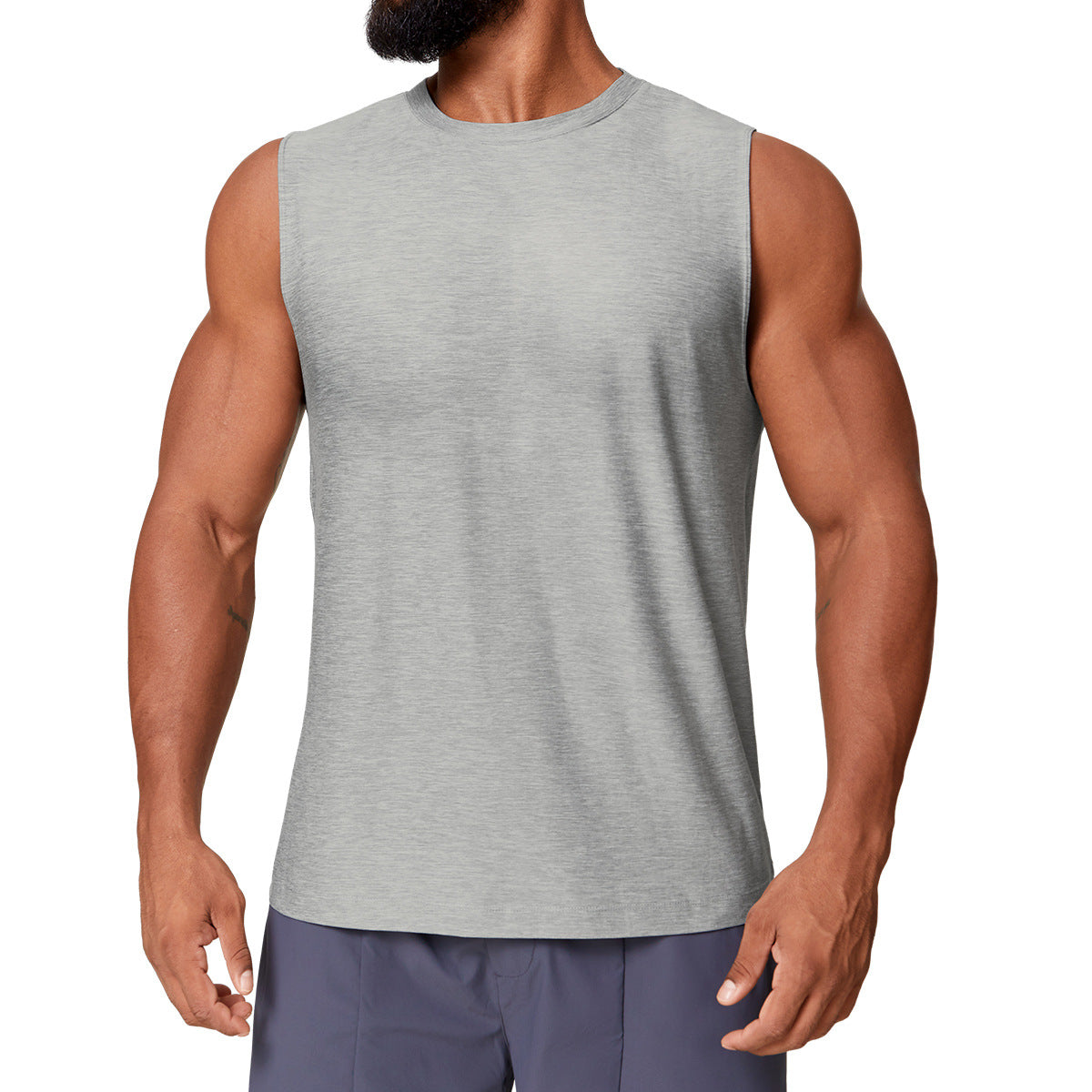 Mens Skin-friendly Quick-drying Two-tone Sports Vest For Fitness
