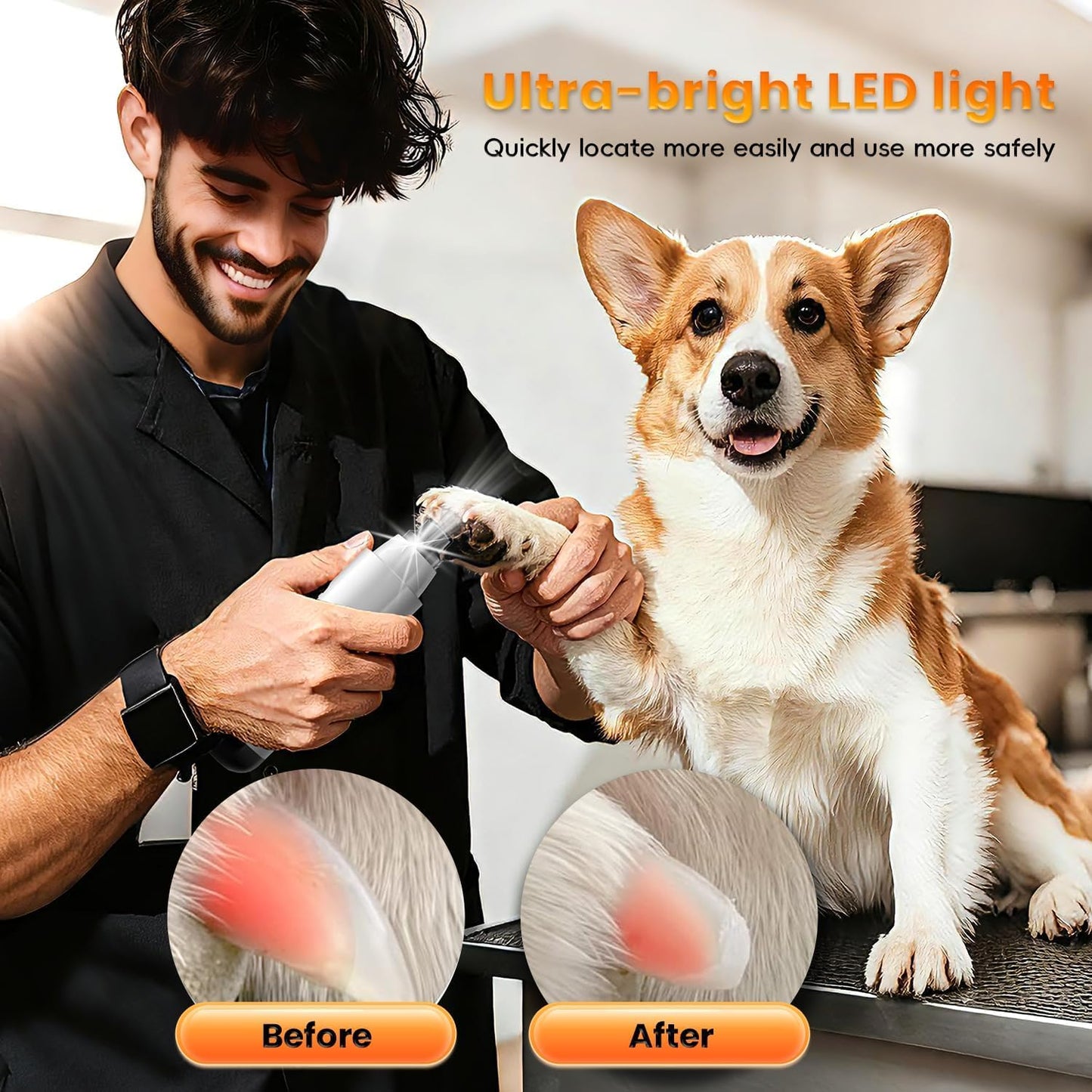 2026 New Silent Groom Pro Dog Nail Grinder, 5-Speed Dog Nail Grinder With Led Light, Quiet Painless Paws Grooming For Small Medium Large Dogs, USB Rechargeable
