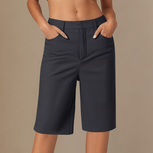 Womens Straight-leg Draping Korean-style Slim-fit Suit Pants