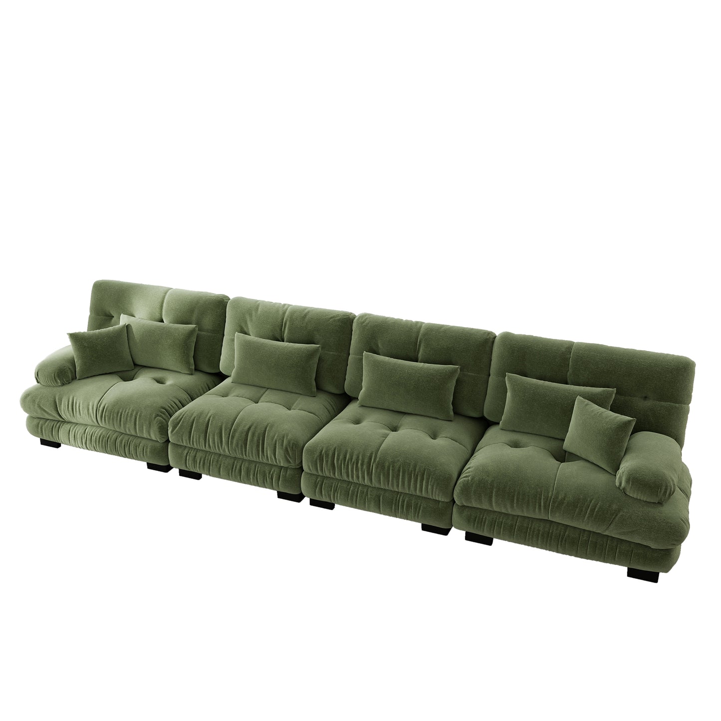 4 Seater Modular Corner Sofa With Deep Seat, Chenille Sofa Bed Comfortable Upholstered For Living Room, Apartment, Studio, Office,Chenille Green