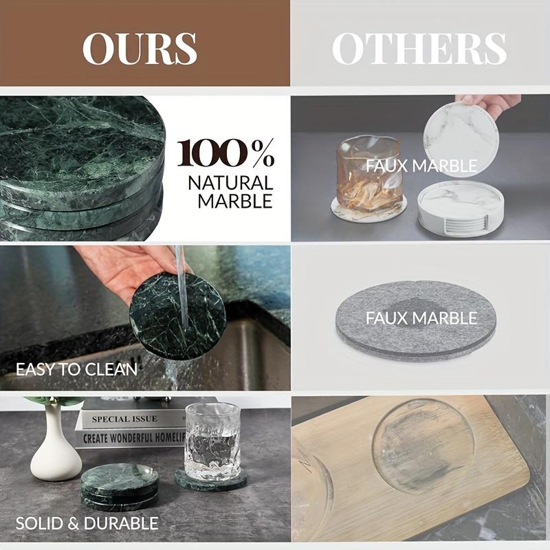 Set Of 4 Marble-Pattern Coasters  Heat-Resistant, Round Table Protection Pads Elegant Decor For Coffee Tables, Homes, And Bars Perfect Holiday Gift