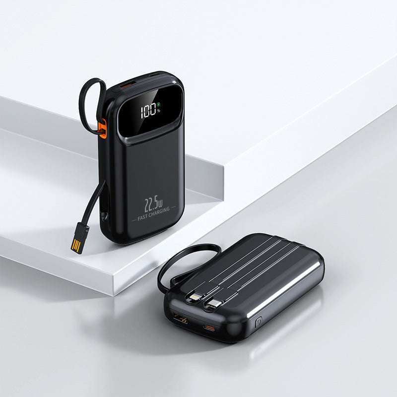 Mini Fast-charging Power Bank With Built-in Cable