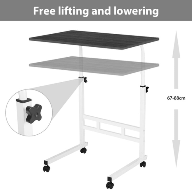 Mobile Laptop Desk Computer Table Stand Adjustable Bed Bedside Portable Study