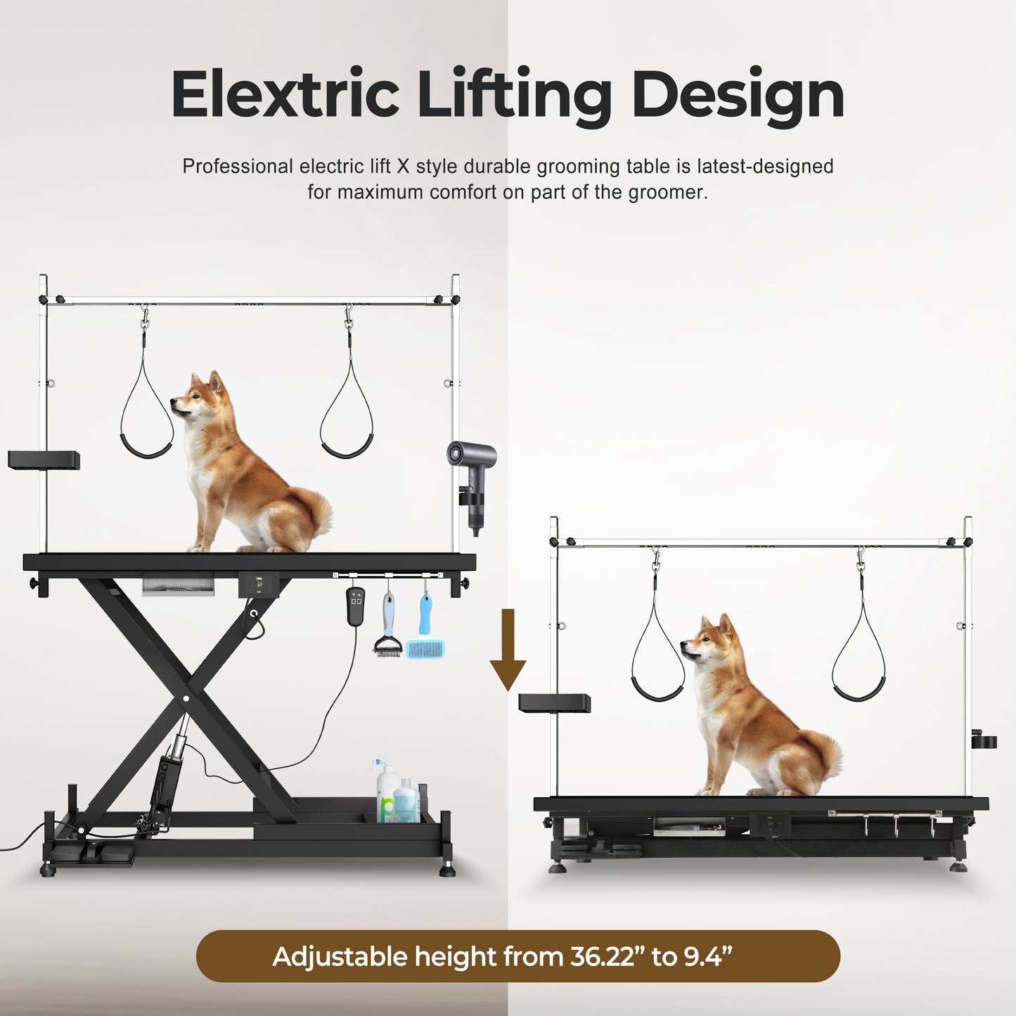 Update Electric Pet Grooming Table, 110V 220V Professional Groomer Recommend Super Deluxe Electric Pet Grooming Table, Height Adjust From 8 Up To 36inch BLACK COLOR