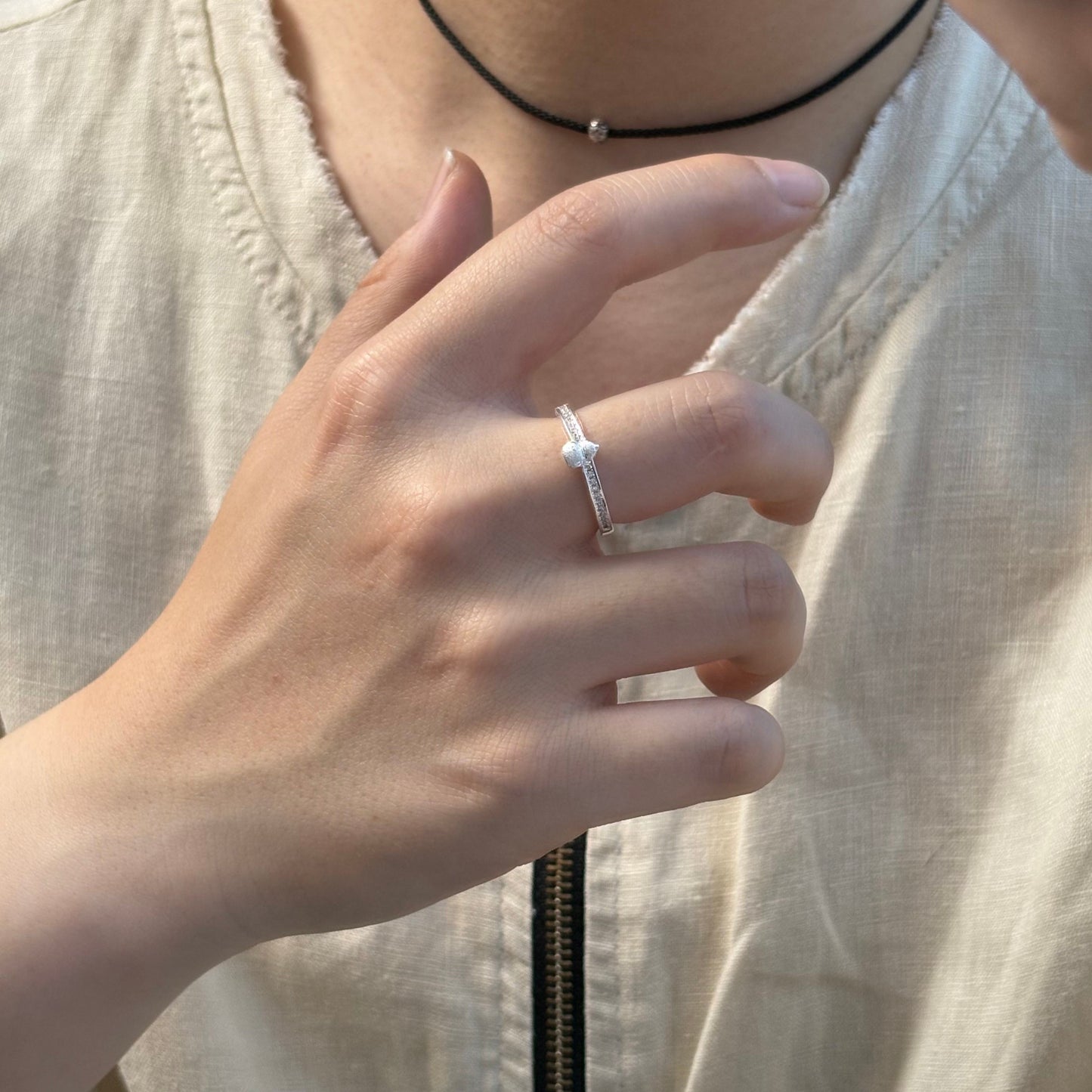 1pc 999 Sterling Silver Matte Gourd Zircon Open Ring, Elegant Chinese Style, Perfect For Daily, Dating & Gifting, Ideal Valentine's Gift