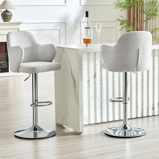 Adjustable Bar Stool Set  Set Of 2 , Modern Upholstered Bar Stools With Armrests, Can Be Rotated 360 , Height Adjustable, Suitable For The Bar At Home And For Restaurants