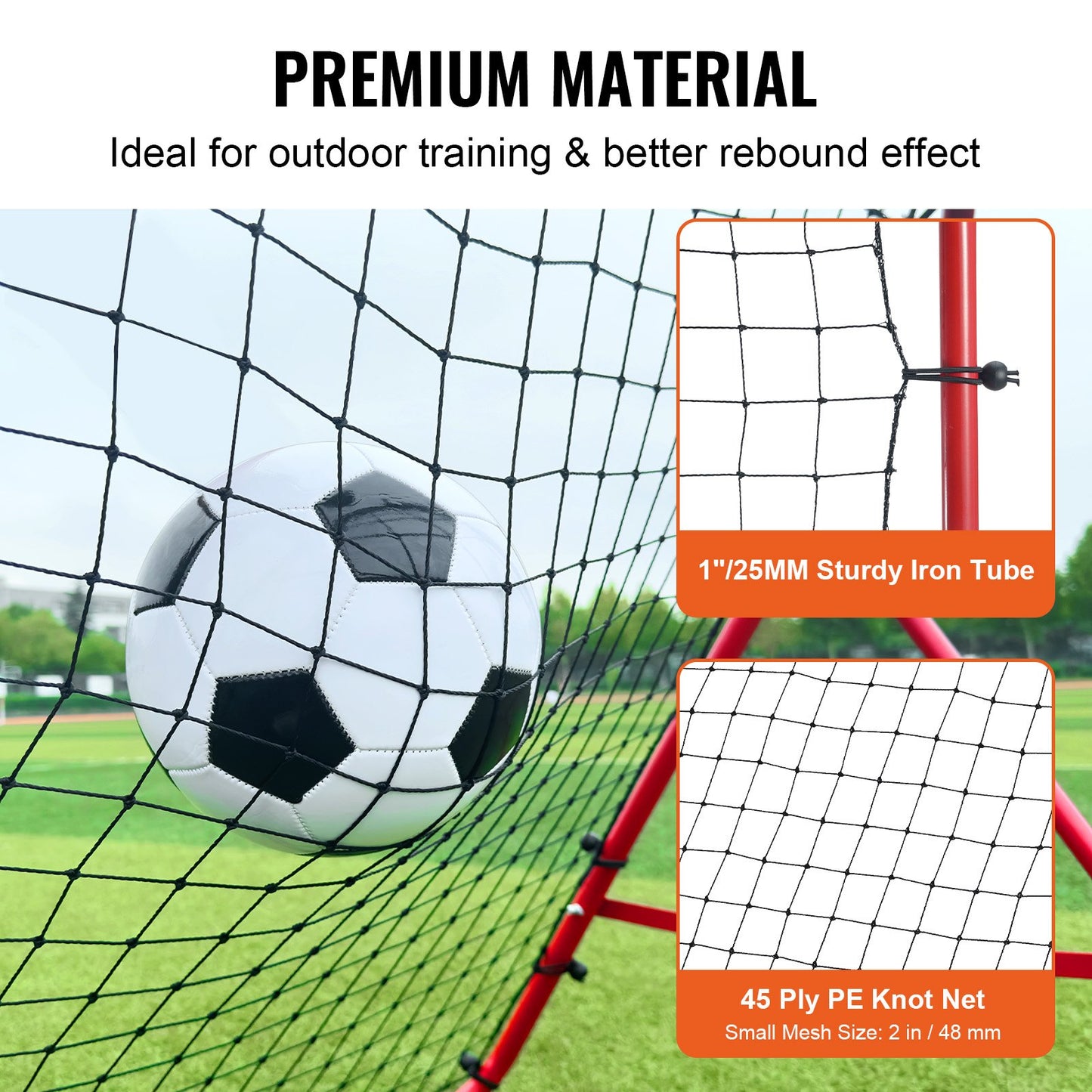 Soccer Rebounder Rebound Net, Kick-Back 39"x39", Portable Football Training Gifts, Aids & Equipment For Kids Teens & All Ages, Easy Set Up & Perfect Storage