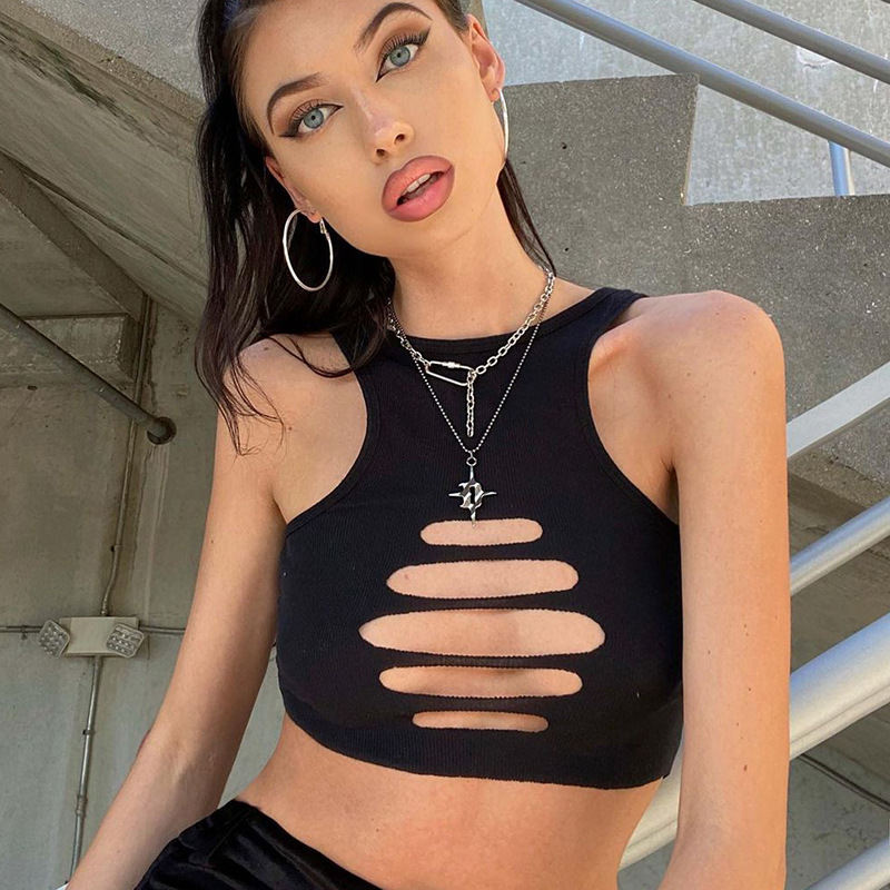 European And American Sexy Halter Cut-out Yoga Slim-fit Tank Top