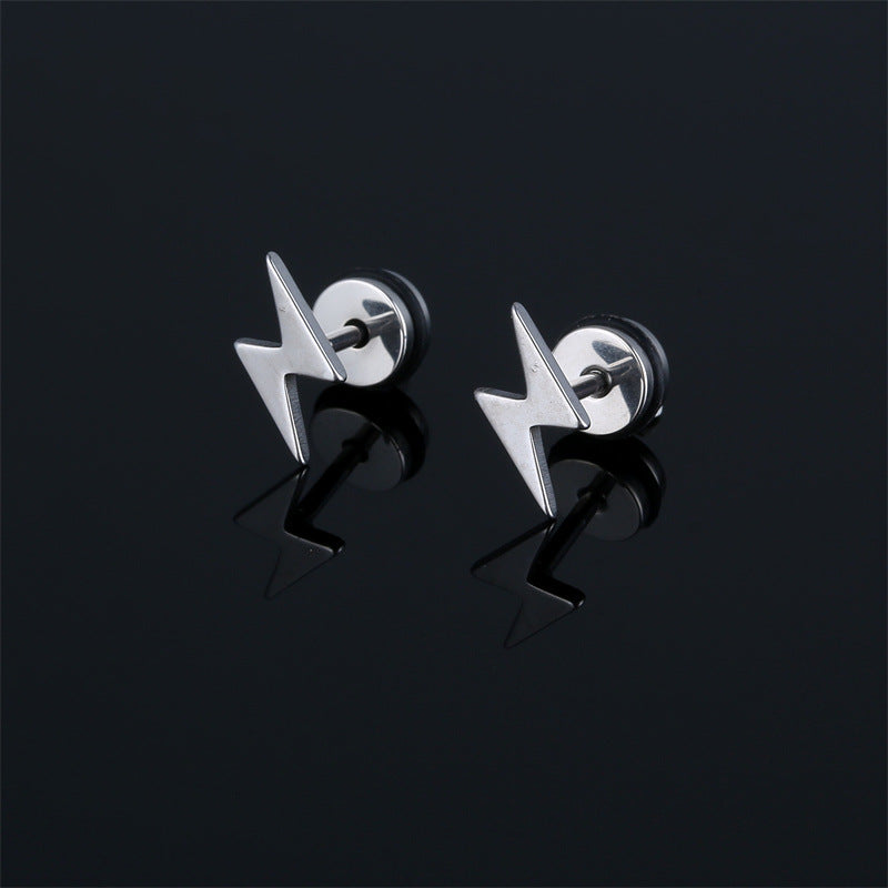New Stainless Steel Lightning Stud Earrings