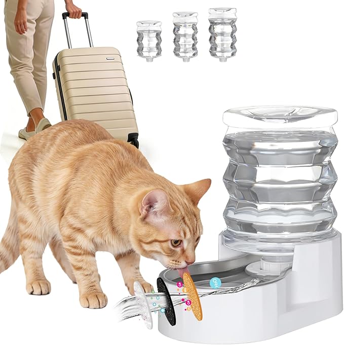 RIZZARI Dog Water Bowl Dispenser: 5L Large Stainless Steel Gravity Feeder - Helps Prevent Urinary Stones -Leak-Proof -Spil...