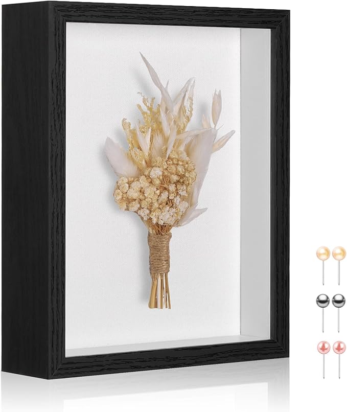 MUXIUNT 8x10 Shadow Box Picture Frame Display Case with Real Glass Panel and Soft Linen Back,Black Deep Shadow Memory Box ...
