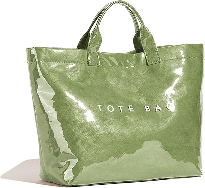 BBIQI PVC Tote Bag for Women Waterproof Plastic Summer Tote Letter Print Hobo Handbag for Beach, Pool, Picnic, Travel & Gift