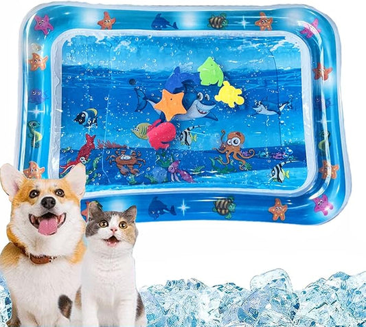 ZHAKKE Thickened Cat Water Bed Sensory Playmat 27.16 x 19.68 in Square Sensor Cat Cooling Mat for Pets Playing Sleeping Al...