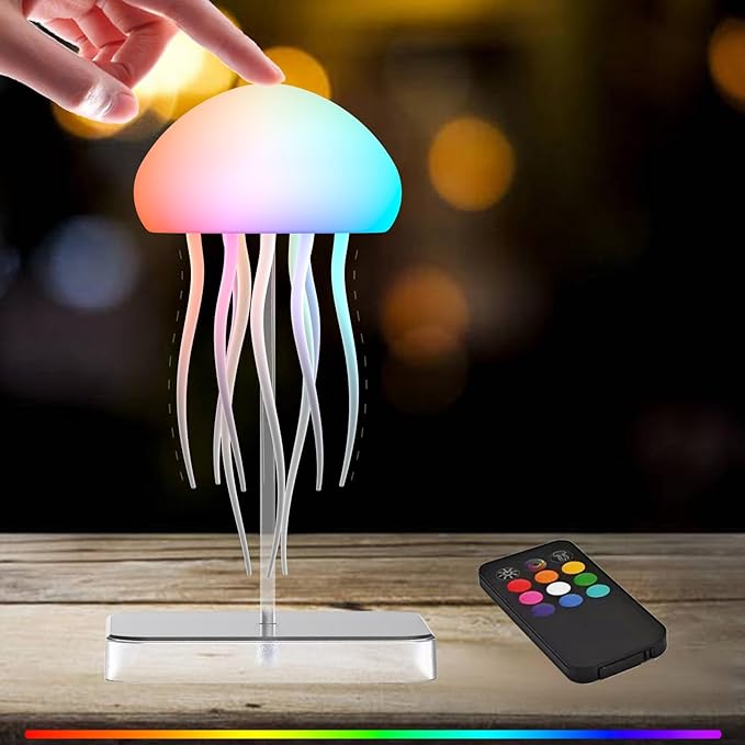 Camdii Jellyfish Lamp with Touch Sensor and Remote Control, Rechargeable Eye Friendly RGB Gradient Jellyfish Night Light a...