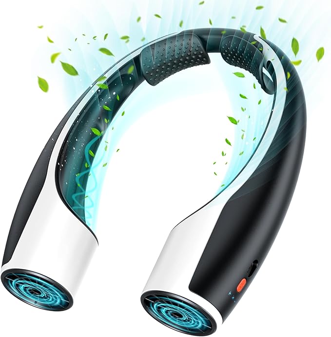 Rohent Portable Hands-Free Neck Fan - 4000mAh Battery, USB-C Rechargeable, Ultra-Quiet, 4 Adjustable Speeds – Perfect for ...