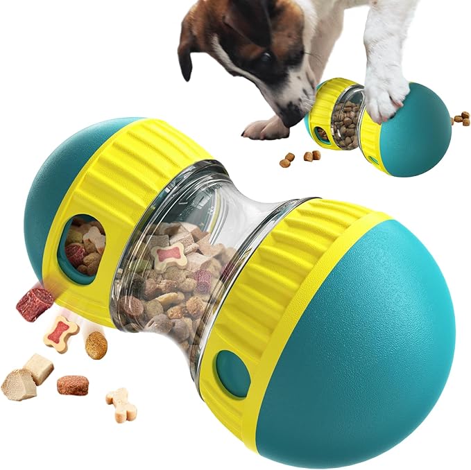 BSISUERM Dog Puzzle Toy Adjustable Treat Dispensing Ball Food Dispenser Tough Slow Feeder Puppy Enrichment Training Toy Pe...