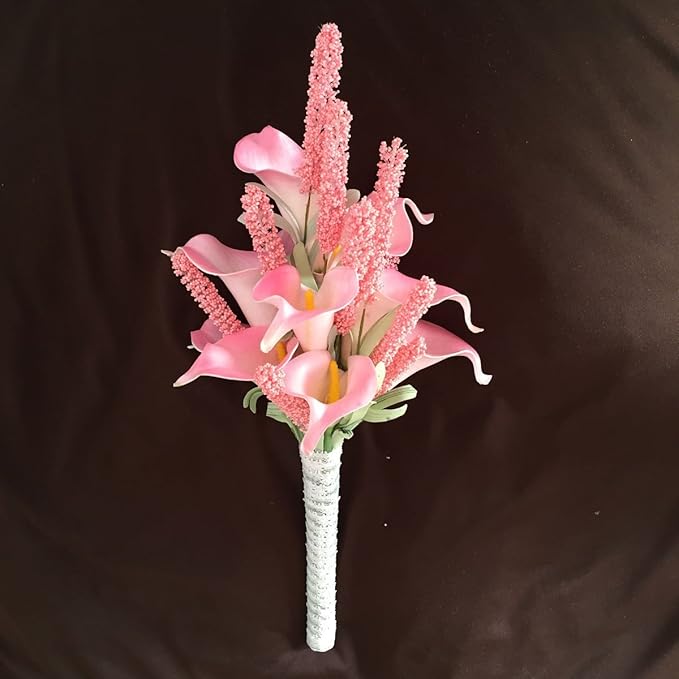 Lily Garden Mini 15" Artificial Calla Lily 10 Stem Flower Bouquets (Pink Lavender)