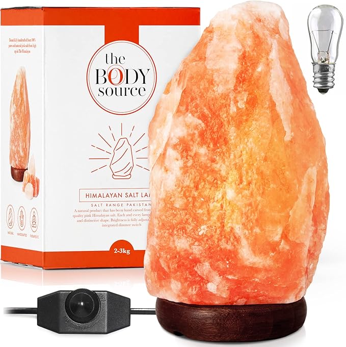 The Body Source Himalayan Salt Lamp 10-12 Inches (11-15lb) | Includes Dimmer Switch | Natural Salt Rock Lamp with Handcraf...