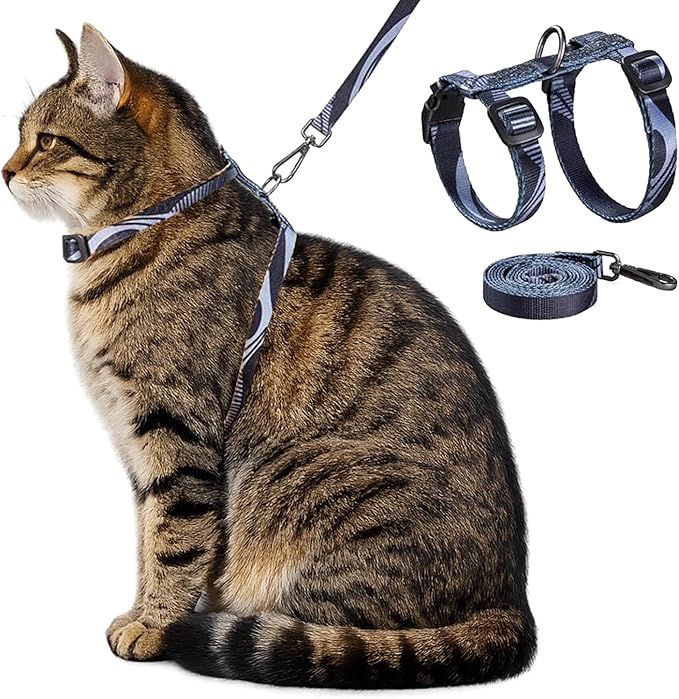 Cat Harness and Leash Set, 3-in-1 Escape Proof Adjustable, Comfortable Walking Travel Kitten Harness for Small Medium Larg...